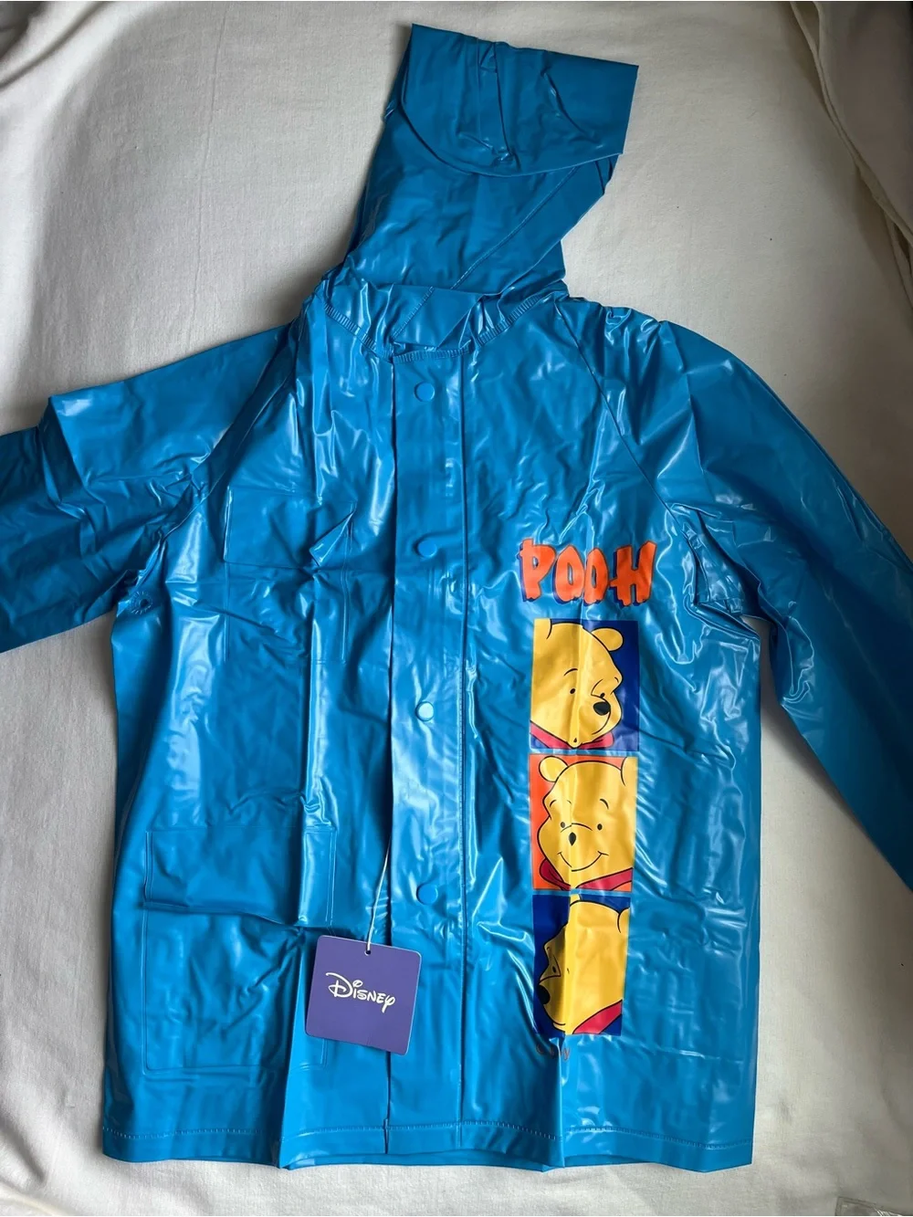 Vintage Disney Blue Winnie the Pooh Kids Raincoat Y2K Deadstock
